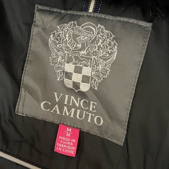 Vince Camuto down filled black long lined faux fur hooded coat - Picture 5 of 6